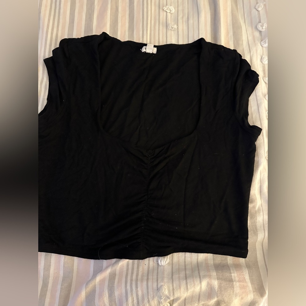 Garage Black Ruched Blouse
